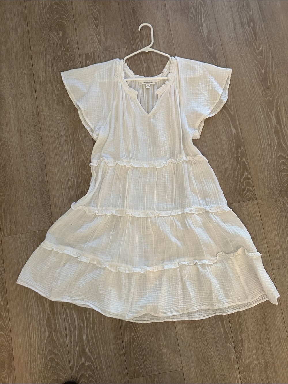 beachlunchlounge White Tiered Ruffle Cotton Dress